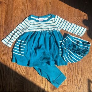 Hanna Andersson Teal and White Kids Matching Set